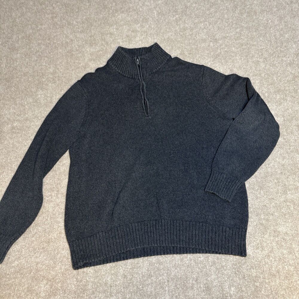 Calvin Klein CK Men Sweater XL Mock Neck 1/4 Zip Grandpa Heavy Knit Dad